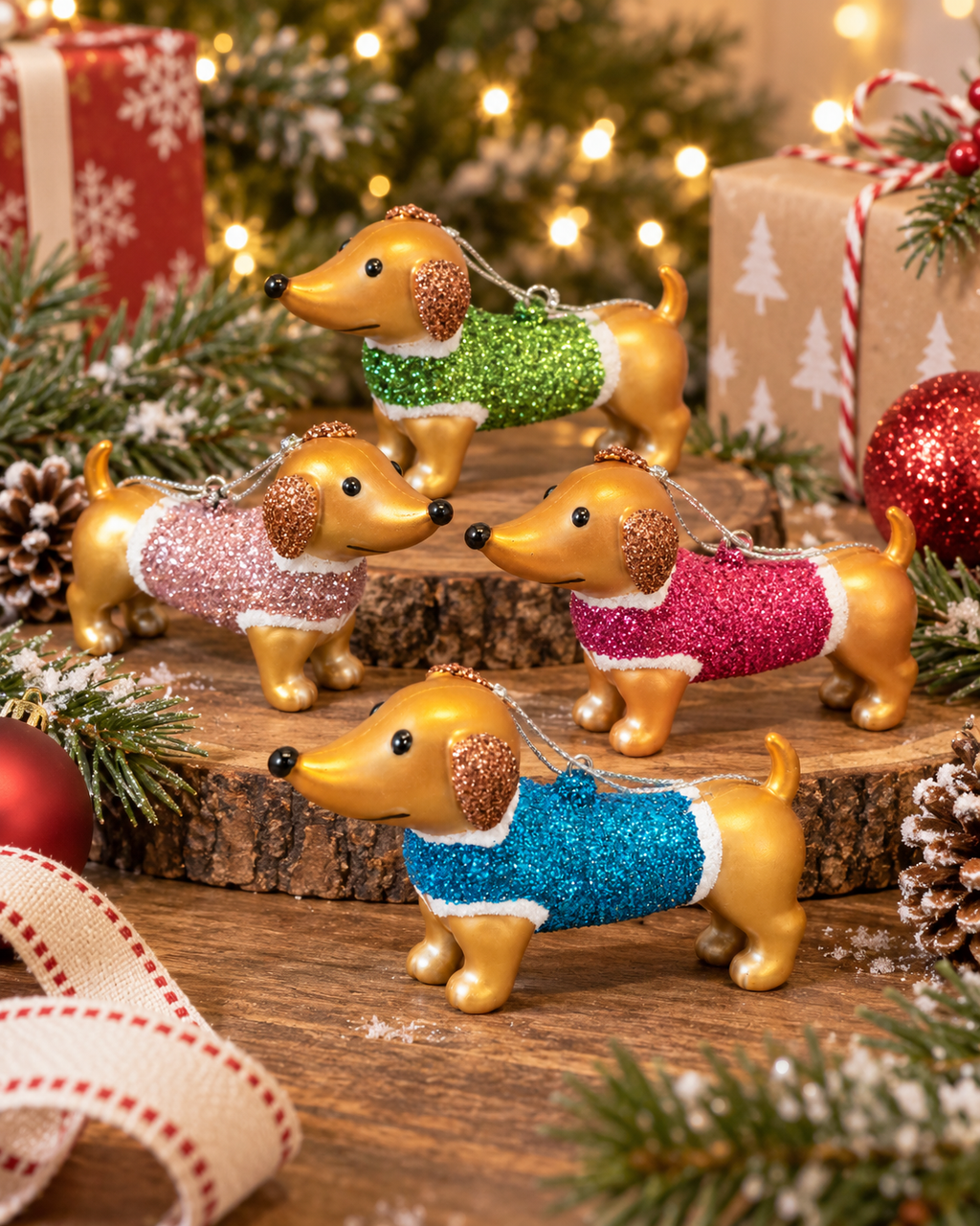Mini Christmas Blue  Dachshund Ornament