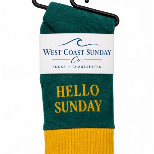 Hello Sunday Crew Socks | Green & Gold | Women's 6-10