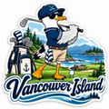 Vancouver Island Golfing Seagull Sticker