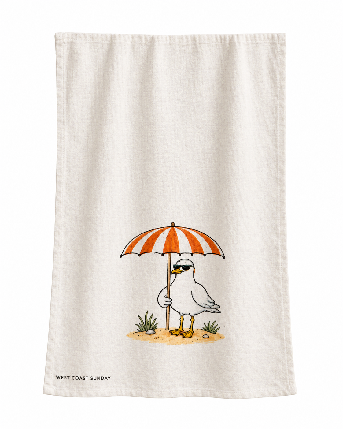 Orange Beach Umbrella Flour Sac Tea Towel