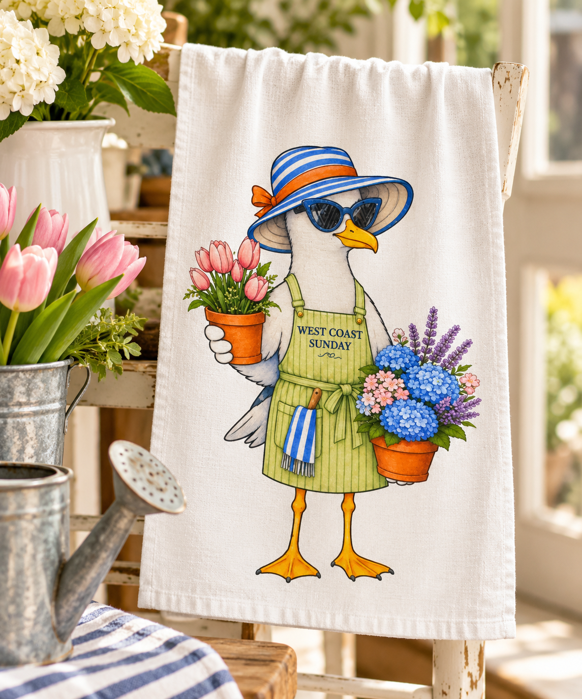 Gardener Seagull  Cotton Tea Towel