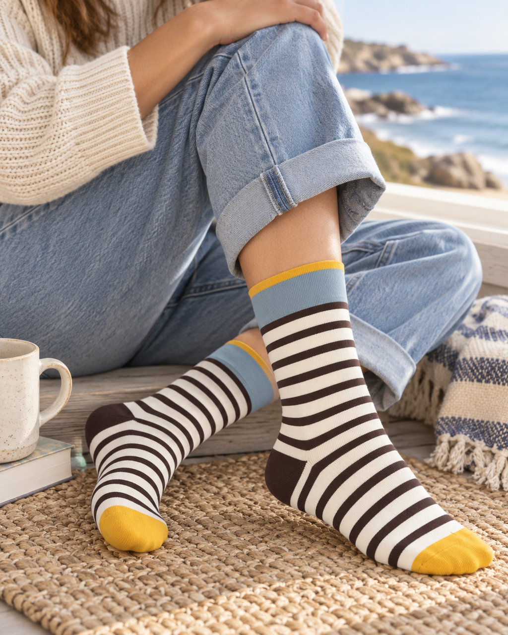 Driftwood Stripe Crew Socks | Women's 6-10