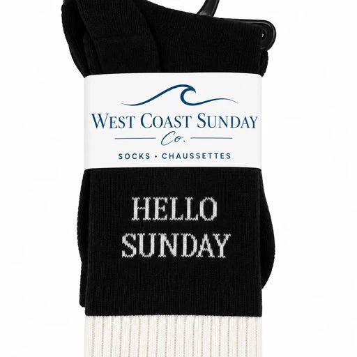 Hello Sunday Crew Socks | Black & Grey | Women's 6-10