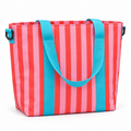 Pink & Coral Striped Insulated Tote Bag