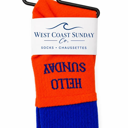 Hello Sunday Crew Socks | Orange & Blue | Women's 6-10