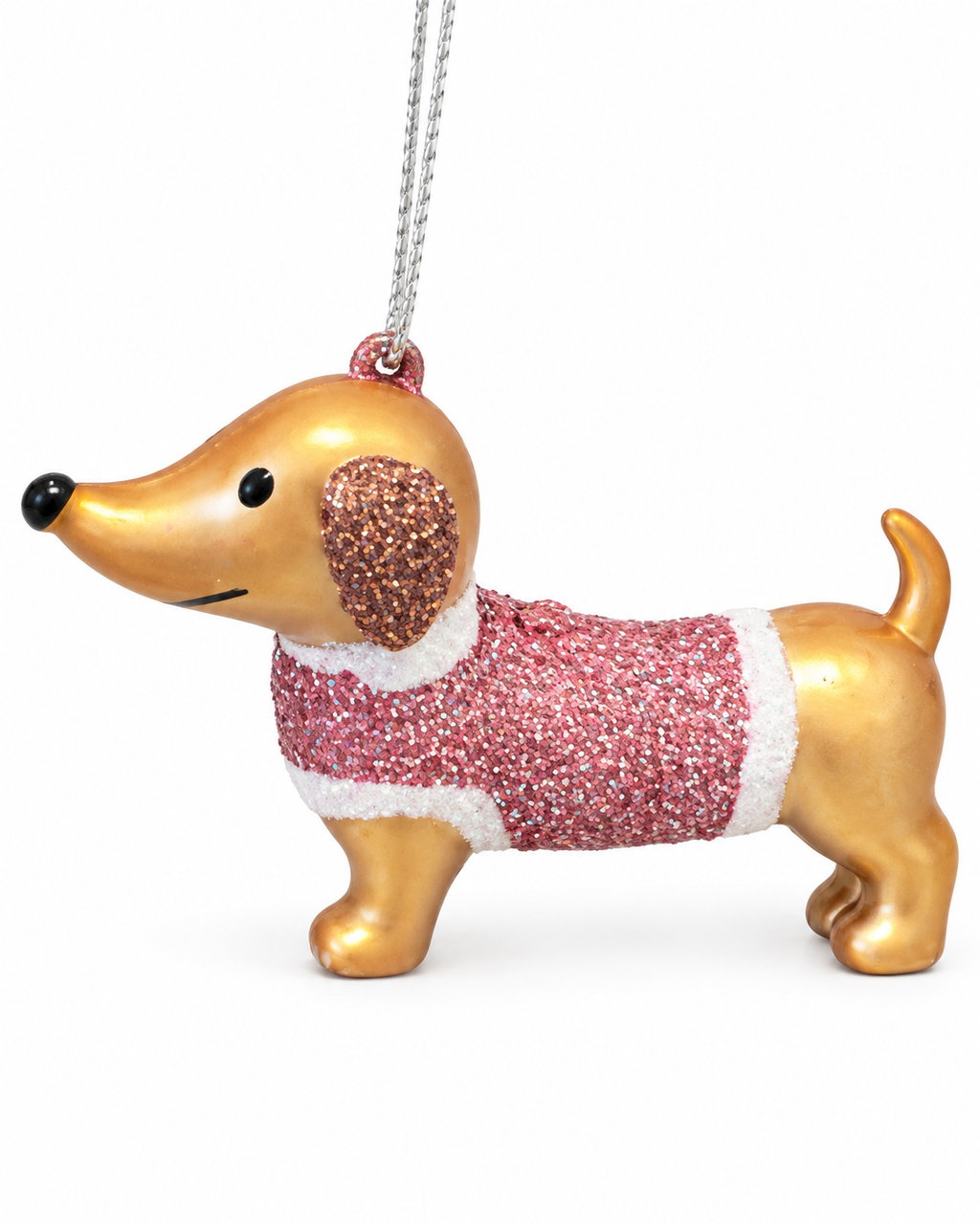 Mini Christmas  Pink Dachshund Ornament