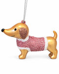 Mini Christmas  Pink Dachshund Ornament