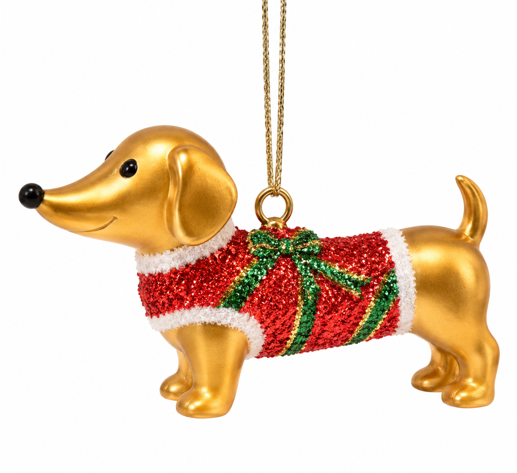 Mini Christmas Dachshund Ornament 🐾🎄