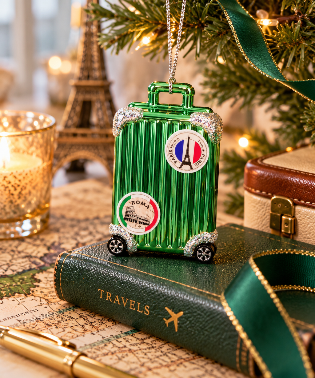 Green Suitcase Christmas Ornament – The World Traveller 💚✈️