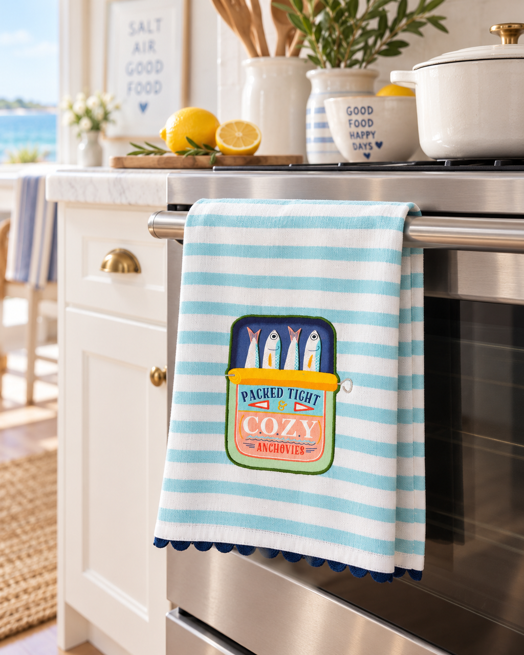 Packed Tight & Cozy – Coastal Stripe Tea Towel