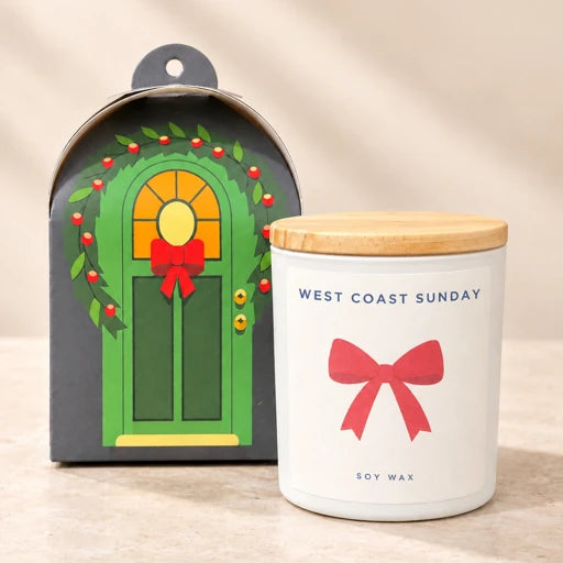 Christmas Door Collection  - Green Door Bow Candle