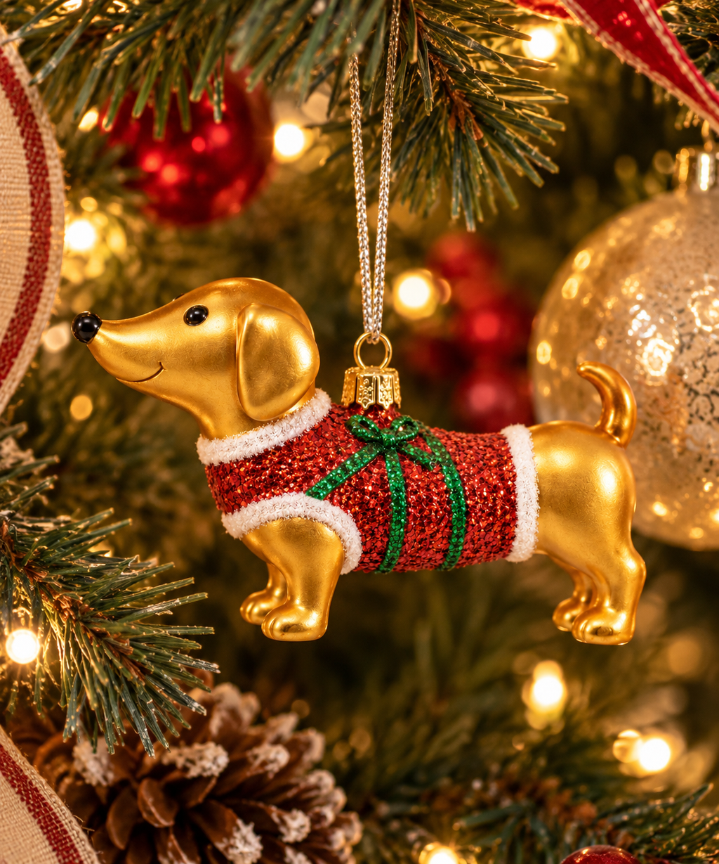 Mini Christmas Dachshund Ornament 🐾🎄