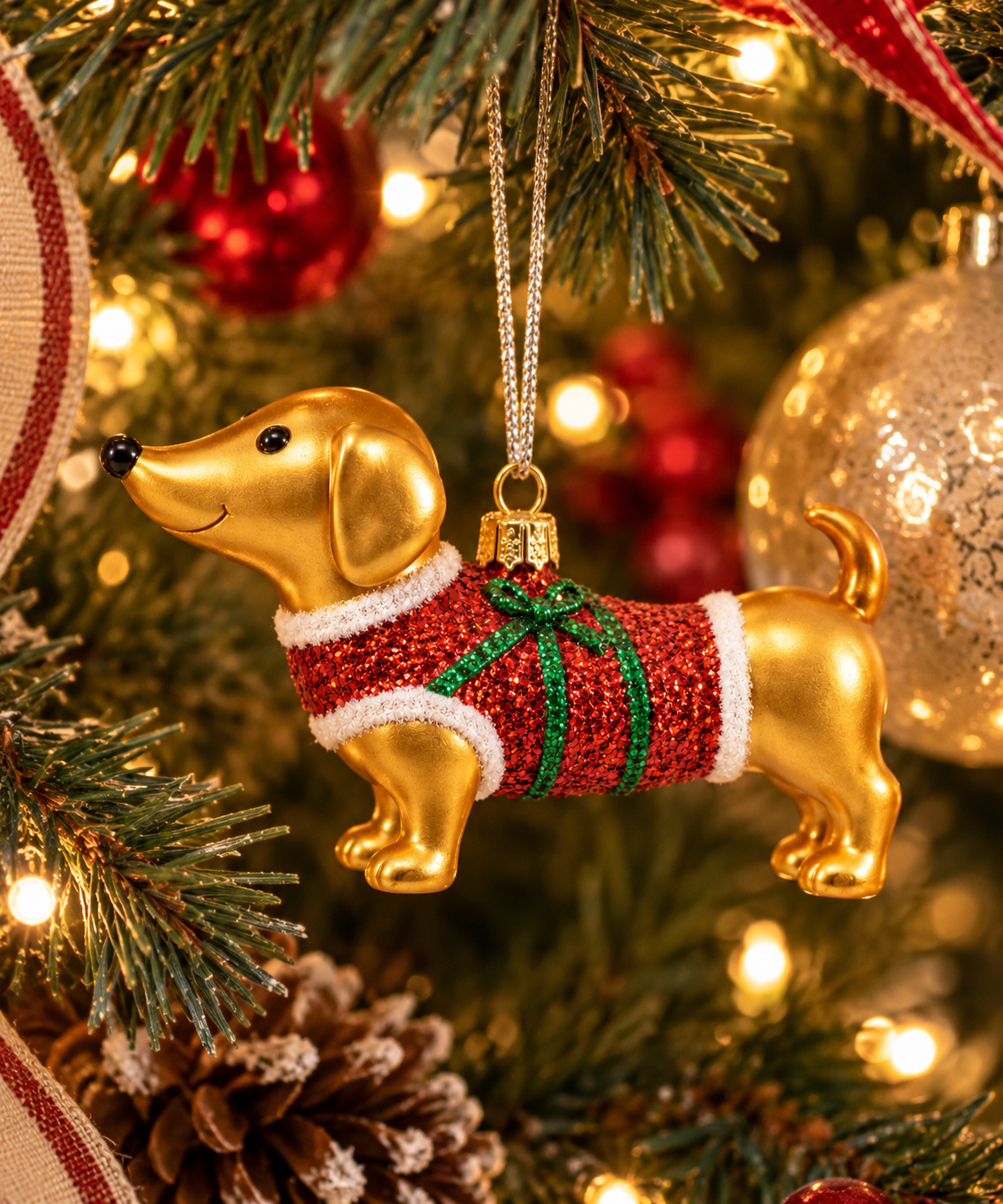 Mini Christmas Dachshund Ornament 🐾🎄