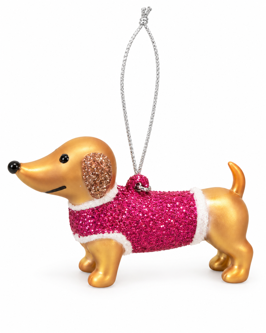 Mini Christmas  Hot Pink Dachshund Ornament