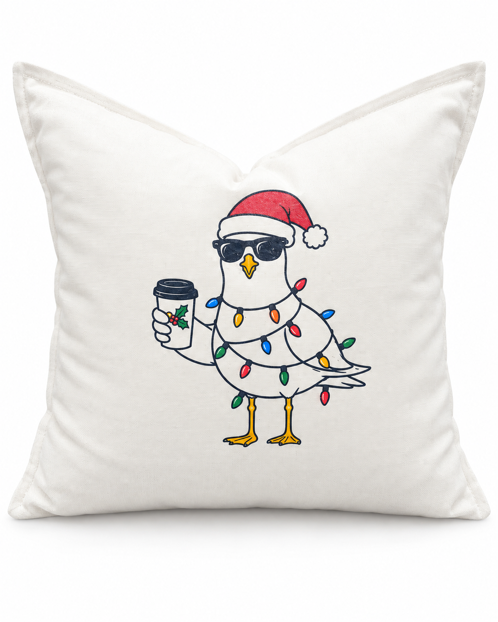 Holiday Lights Seagull Pillow Cover