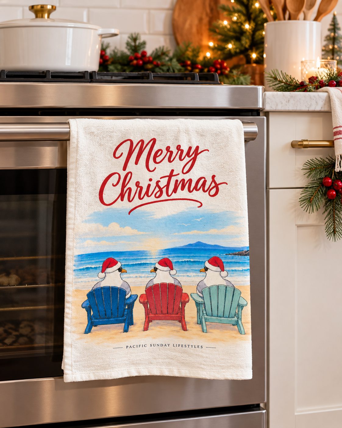 Merry Christmas Friends Flour Sac Tea Towel