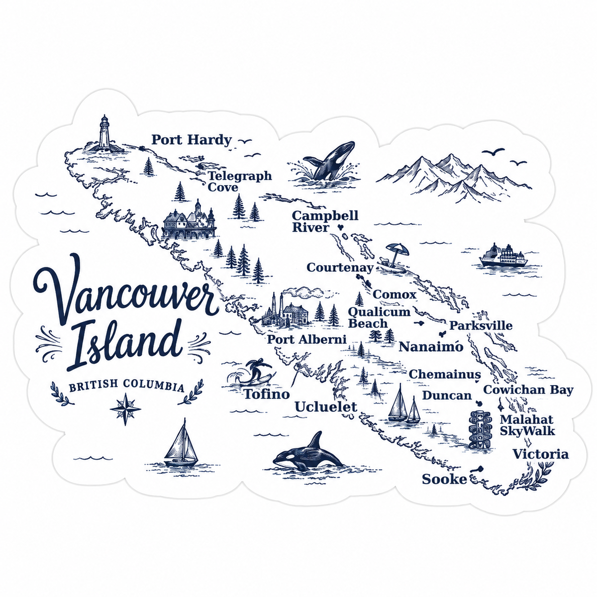 Vancouver Island Map Sticker
