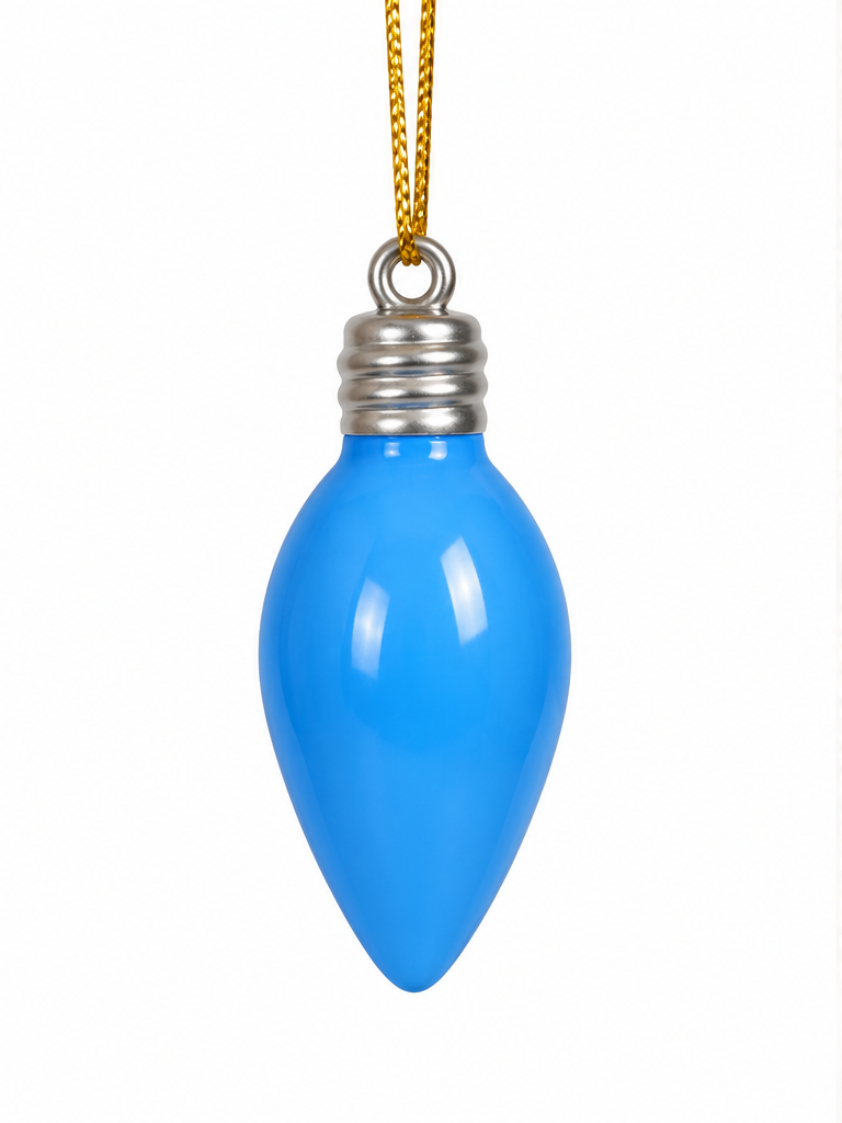 Blue Christmas Light Bulb Ornament – Merry & Bright 💙