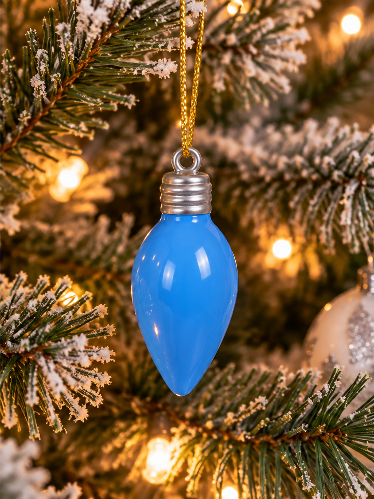 Blue Christmas Light Bulb Ornament – Merry & Bright 💙