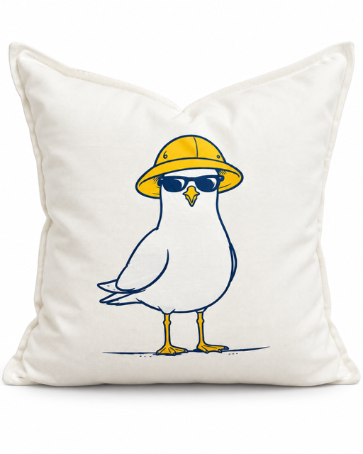 Rain Hat Seagull Pillow Cover