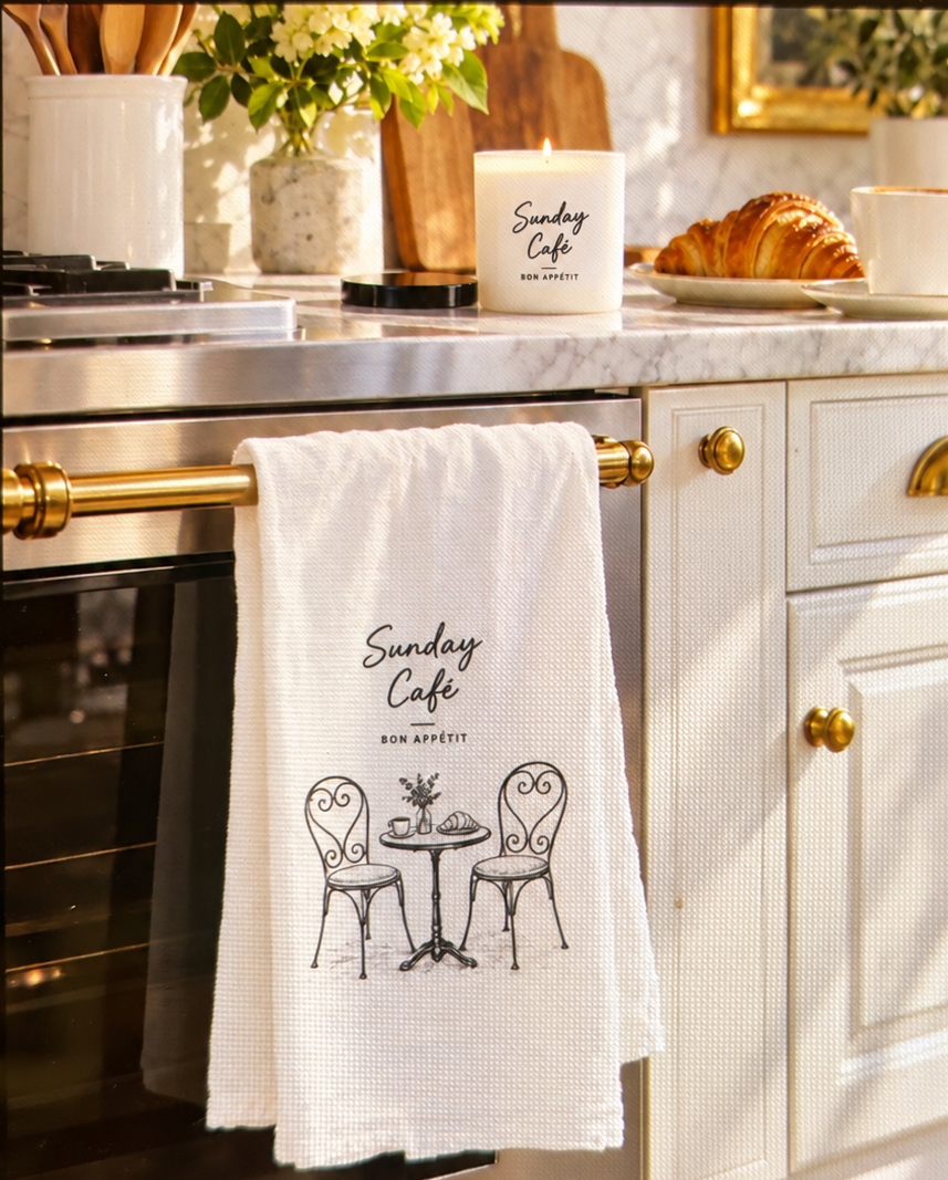 Sunday Café Flour Sack Tea Towel