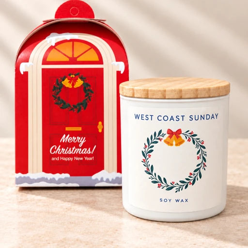 Christmas Door Collections -Red Door with Bell Wreath Candle