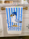 Striped Seagull Flour Sack Tea Towel