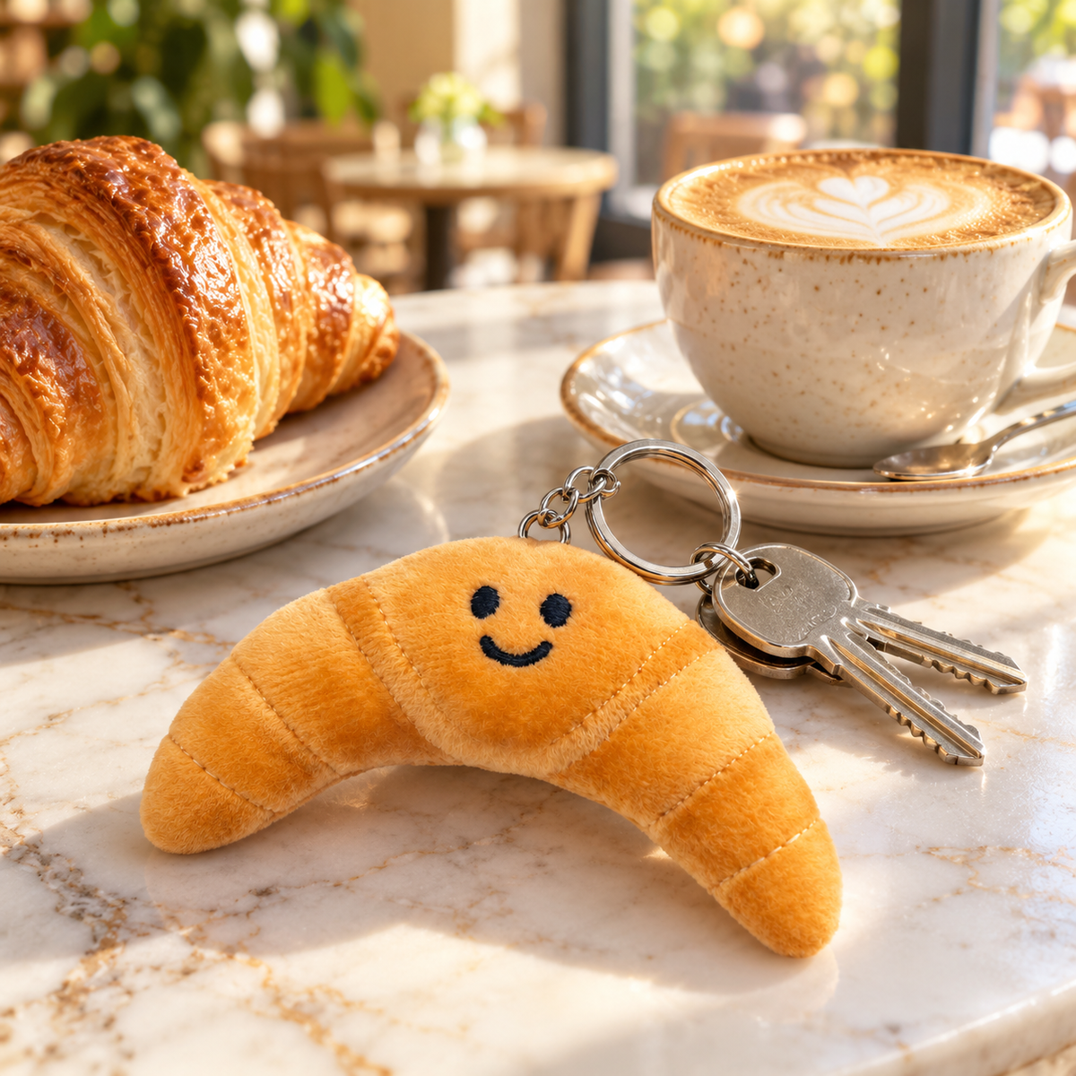 Happy Little Croissant – Plush Keychain 🥐