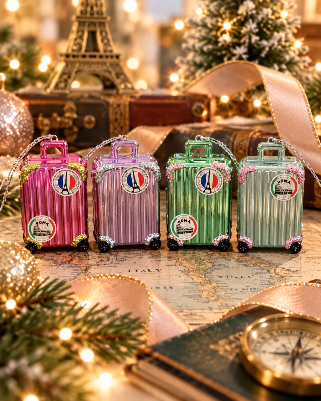 Lavender Suitcase Christmas Ornament – Paris Bound 💜✈️