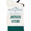Hello Sunday Crew Socks | White & Green | Women's 6-10